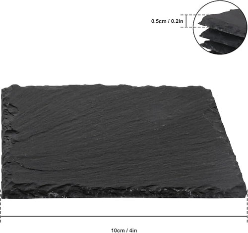 30 Pack 4 Inch Square Slate Coasters,Black Stone Coasters with Anti-Scratch Bottom, Ideal for Home Decor, Bar, Housewarming Gifts, and Laser Engraving KUKLIPJIM