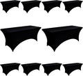 10-Pack 8ft Black Spandex Table Covers for Rectangle Folding Tables - Washable Elastic Tablecloth - Ultimate Fitted Table Protector for Parties, Trade Shows, Banquet, and Wedding