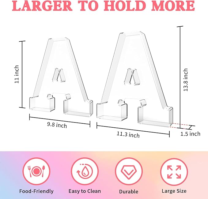 13.8" Acrylic Letter Charcuterie Tray, Charcuterie Letters Fillable Box for food, Reusable Serving Cake Candy Dish Display Tray for Birthday Anniversary Party Decoration (Letter A)
