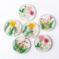 Floral Coasters for Drinks: Handmade Resin Coasters Tabletop Protection Cup Mat Round Coaster Set with Real Flower for Women Coffee Table Home Decor （Set of 6）