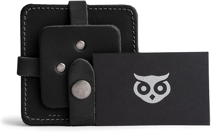 Hide & Drink Leather Coasters Set of 8, Premium Leather Table Protection for Drinks, Elegant Accessory for Home/Office, Protects Surfaces, Bourbon Table Coasters, Bar, Western (Charcoal Black)