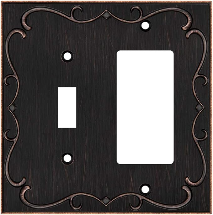 French Cabriole Decorative Wall Plate Switch Plate Outlet Cover (Toggle/Decorator, Aged Bronze)