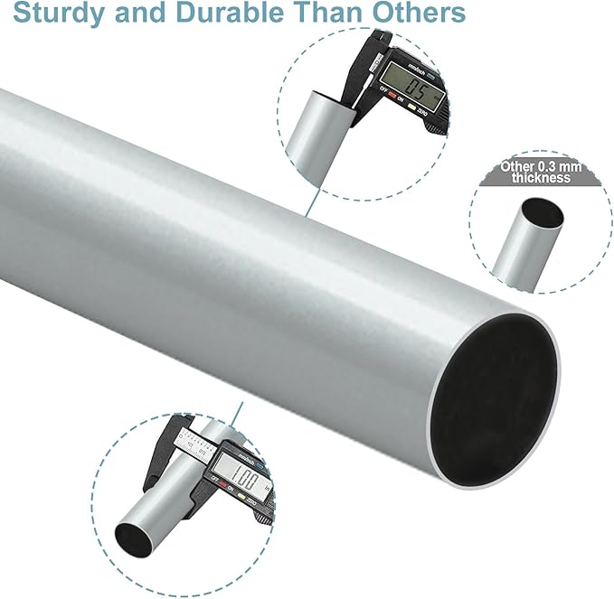 Curtain Rods for Windows 16 to 200 Inches Adjustable Length 1 Inch Diameter Window Curtain Rod with Aluminium End Cap, Silver Gray