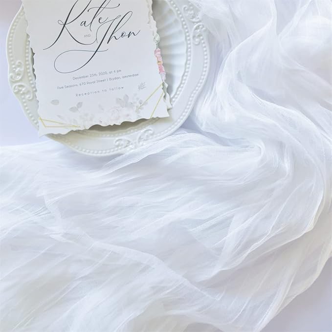Joanlody Ivory Cheesecloth Table Runner Spring Easter 10Ft Rustic Gauze Boho Cheese Cloth Table Runner for Wedding Bridal Baby Shower Decoration 4 Pack