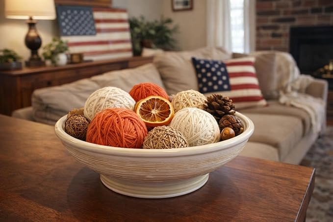 9 Inch Decorative Bowl, Embossed Textured Ceramic Centerpiece Bowl for Tabletop, Floral Fruit Display, Kitchen & Dining Serving Bowl, Farmhouse, Bohemian Home Deco
