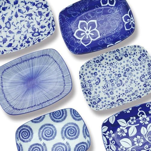 Japanese 7.75Inch Ceramic Square Dessert Plate Set of 6, Table Decor - Image 2