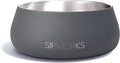 Sipworks Stainless Steel Dog Bowl – 32oz Weighted Metal Food and Water Bowls for Dogs and Cats with Non-Slip Base - Pet Bowls for All Breeds Sizes for Travel & Outdoor Play | Iron Smoke
