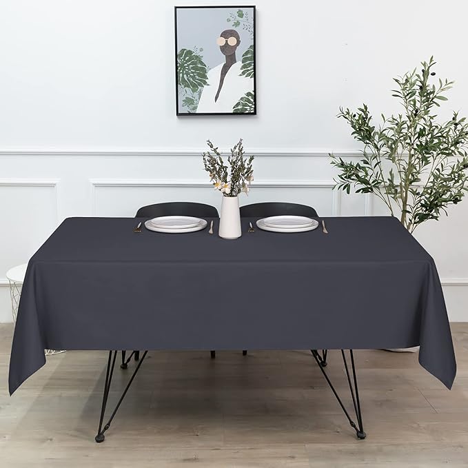 sancua Rectangle Tablecloth - 70 x 90 Inch - Stain and Wrinkle Resistant Washable Polyester Table Cloth, Decorative Fabric Table Cover for Dining Tables, Buffet Parties and Camping, Grey