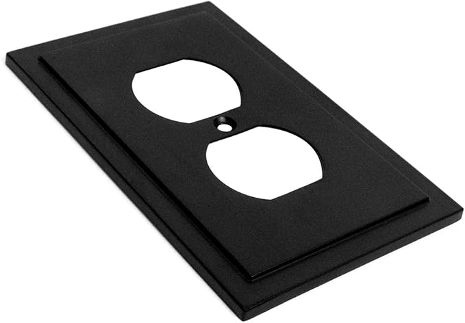 Modern Edge Decorative Wall Plate Switch Plate Outlet Cover, Durable Solid Zinc Alloy (Single Duplex 3PK, Matte Black)