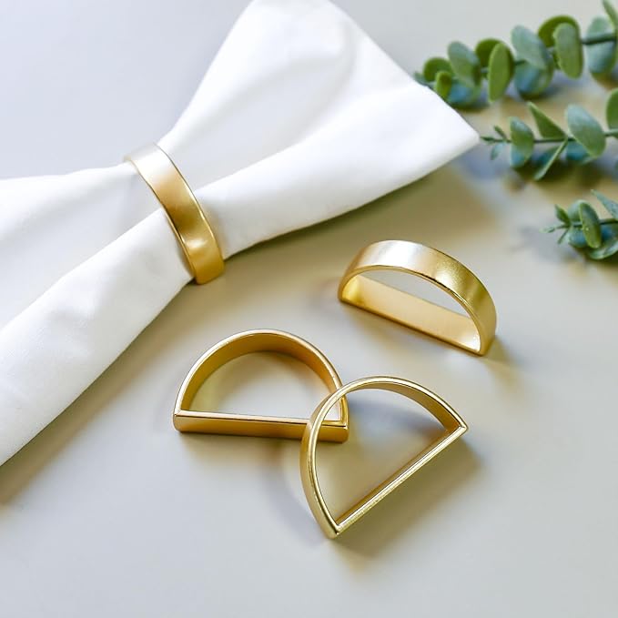 Cuff Brushed Gold Napkin Rings Set of 60, Modernist Napkin Ring Holder for Wedding, Banquet, Metallic Adornment for Table Settings, Glossy Serviette Buckles Decor