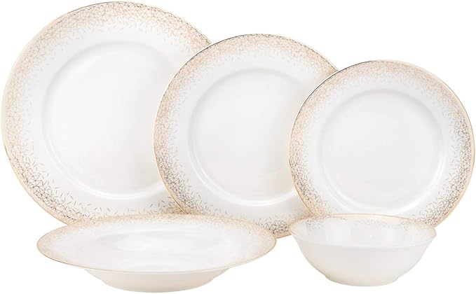 20-pc. Dinner Set Service for 4, 24K Gold-plated Luxury Bone China Tableware ("Infinity Gold")