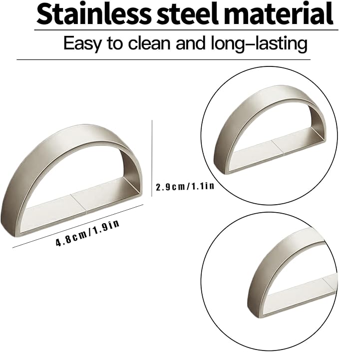 8 Pcs Silver Napkin Rings - Metal Napkin Ring,Stainless Steel Napkin Rings for Table Settings Wedding Christmas Party Dinner Table(Semicircle)