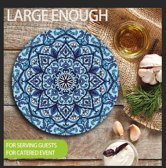 ZULYSTO 100 Pack Boho Paper Plates (50×7"+ 50×9") – Disposable Plates for Party, Vintage Bohemian Style Dessert Dinner Plates Plate Set for Daily Use, Holiday, Picnic (Blue)