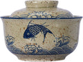 8 inch Retro Ceramic Ramen Bowl with Lid,Japanese Style Personalized Dinnerware For Noodle Rice Porridge Soup Fruit Salad (8inch, A)