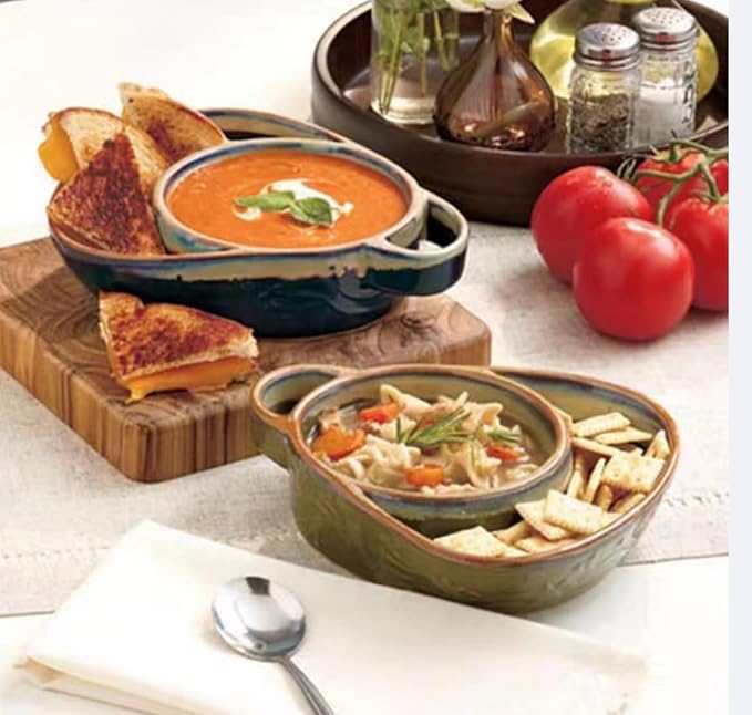 Soup and Side Bowl Plate Ceramic, Chip and Dip Divided Bowls, Anti-Soggy Cereal Bowl Bread Dipping Bowls Plates for Salad Breakfast, and Sandwich Ideal for Home and Restaurant (blue)