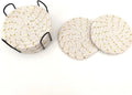 8 Pcs Drink Coasters with Holder, Handwoven Cotton Coasters Set Stackable Absorbent Minimalist Home Decor for Table, Cup, Mug (Golden)