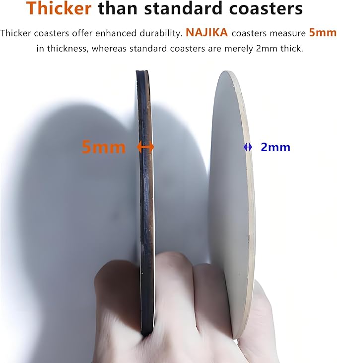 Coasters Set of 4, Wood Coasters for Drinks - Handcrafted Cat Design Thick Heat-Resistant for Beer, Coffee, Office, Bar, Farmhouse Home Decor, Tabletop Protection, for All Cups