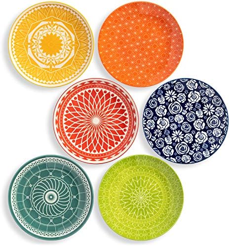 Annovero Salad Plates, 8.5 Inch, Microwave & Dishwasher Safe, Set for 6 by Annovero