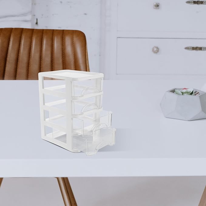 VILLCASE Type Tabletop Organizer with Transparent Dustproof Design White Storage Box for Stationery Cosmetics and Supplies Space-saving Desktop Storage for Office and Study Rooms