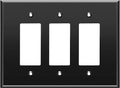 LIDER Reflective Acrylic Decorator Wall Plate, Mirrored Light Switch Plate, Plexiglass Outlet Cover, Acrylic Glass, Oversized 3-Gang 5.25" x 7.06", LWP-33O-ABK, Black