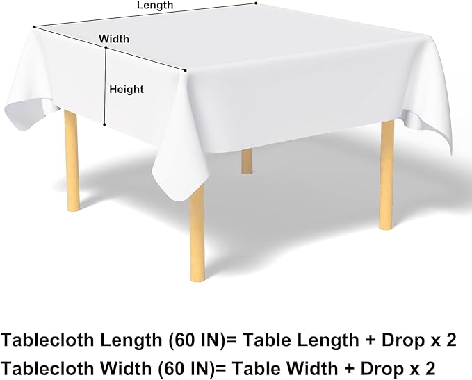 misaya Square Waterproof Vinyl Table Cloth, Buffalo Flannel Backed Tablecloth, Wipeable Plastic Table Cover for Dinner, Kitchen, Outdoor (60" x 60", Green and White)