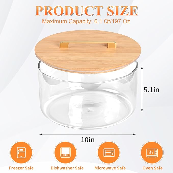 Large Salad Bowl, 10 inch Trifle Bowl Glass with Sealed Lid, Versatile Mixing and Serving Bowl for Laying Ice Cream, Cake, Salad, Fruit, Baking, Dessert and Party Diy, Microwave Safe