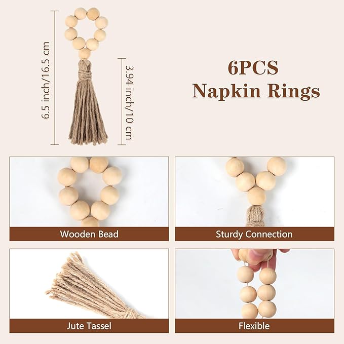 Table Centerpiece Set with Beige Cheesecloth Table Runner, 1 Round Wooden Candle Plate, 70 PCS Dried Pampas Grass Decor with White Vase, 6 Linen Napkins and Wooden Napkin Rings for Wedding Home Decor