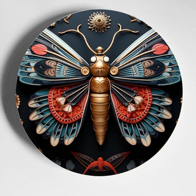 Insects 10-inch Ceramic Plate Perfect for Tabletop Display & Wall Decor with Stand DP-599120086