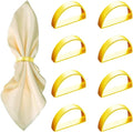 8 Pcs Gold Napkin Rings - Metal Napkin Ring(Semicircle) Stainless Steel Napkin Rings for Table Settings Wedding Christmas Party Dinner Table