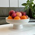 Ceramic Fruit Bowl,11" Decorative Bowl, Large Fruit Bowl for Kitchen Counter, Pedestal Bowl, Kitchen Counter Décor, Bread Candy Snacks Organizer, White (5.3 lbs, 68oz)