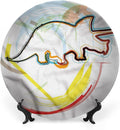 Decorative Plates, Dinosaur Print Ornament, Triceratops Sketch Lines, 10 Inch, 1 Plate with 1 Display Stand, Multicolor
