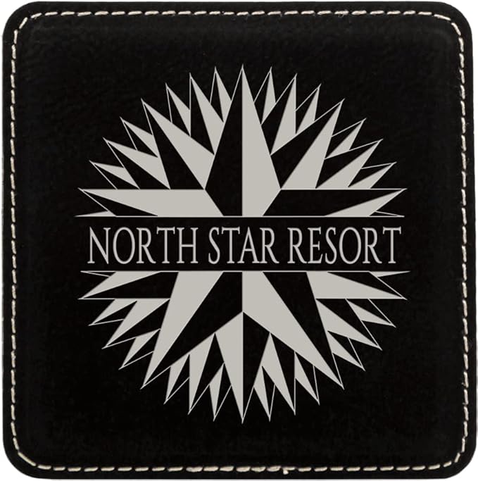 Custom Engraved Coasters | Personalized Leather Coaster | Set of 6 | Drink Coasters with Holder | Laser Engraved | Tabletop Protection | Gift for Couples (Square 4" x 4", Black w/Silver)