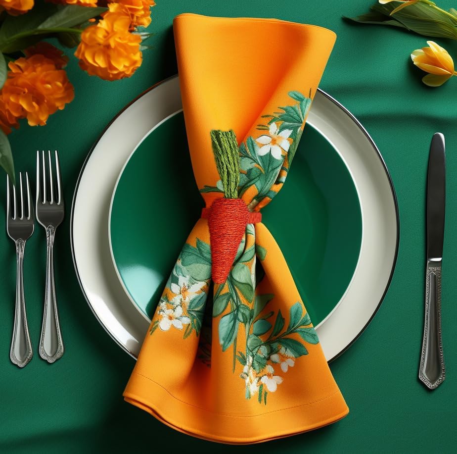COTTON CRAFT Easter Napkin Rings - Set of 8 Carrot-Shaped Napkin Rings - Image 5