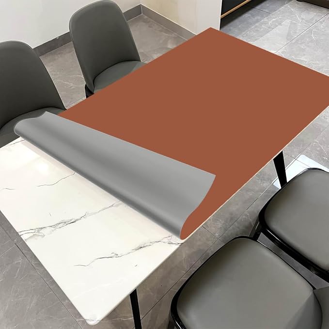 Leather Table Pad,1.8mm Thick,40x72 Inch,Dining Table Pad,Table Pads for Dining Room Table Rectangular,Dining Room Table Cover,Dining Table Cover(Brown+Gray,40x72)