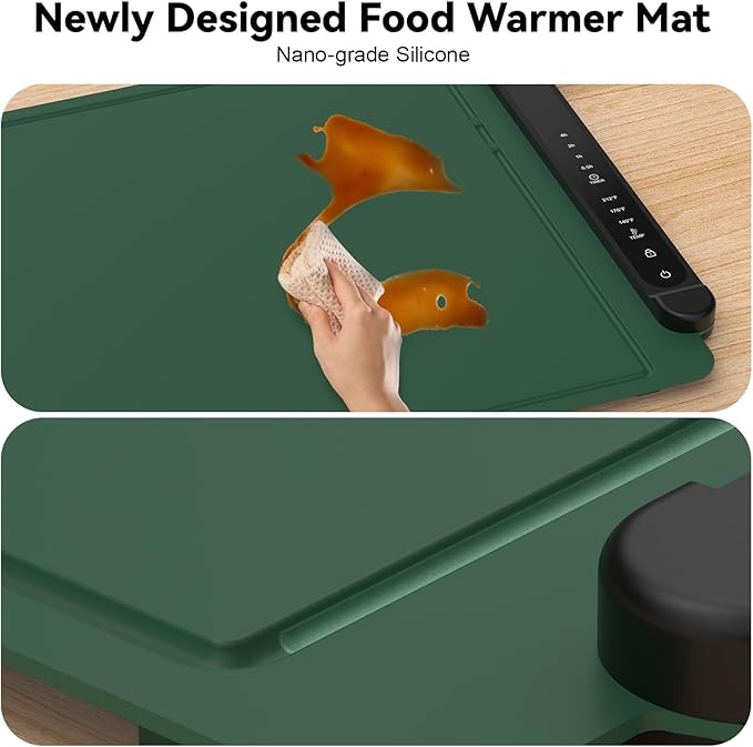 Warming Mat for Food Extra Large: 36"X16" Adjustable Silicone Food Warming Mat Heating Pad Food Warming Pad for Kitchen Counter Warming Trays for Buffets Party Hot Plates for Countertop Gifts Green