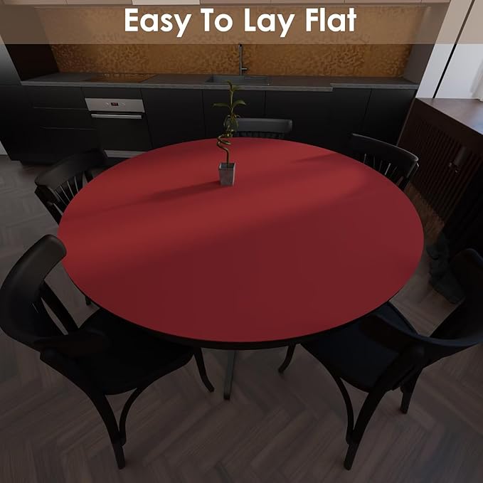 Round Table Pad,1.8mm Thick,Dia.43 Inch,Round Leather Table Cover,Round Table Protector,Round Dining Table Protector,Round Table Top Protector.(Dia.43,Black+Wine Red)