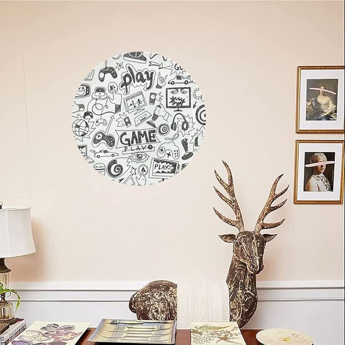 Ceramic Display Plate, Video Games Ceramic Hanging Decorative Plate, Monochrome Sketch Style Gaming Design Racing, 8 Inch, Living Room Kitchen Decoration Household, White Black