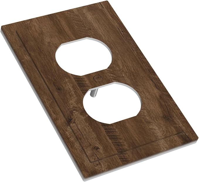 Outlet Covers Brown Rustic Wood Grain Farmhouse 1 Gang Duplex Light Switch Cover Plate Decorative Wall Plates Electrical Switchplate Receptacle for Cabin Bedroom Decor（2 Pack）