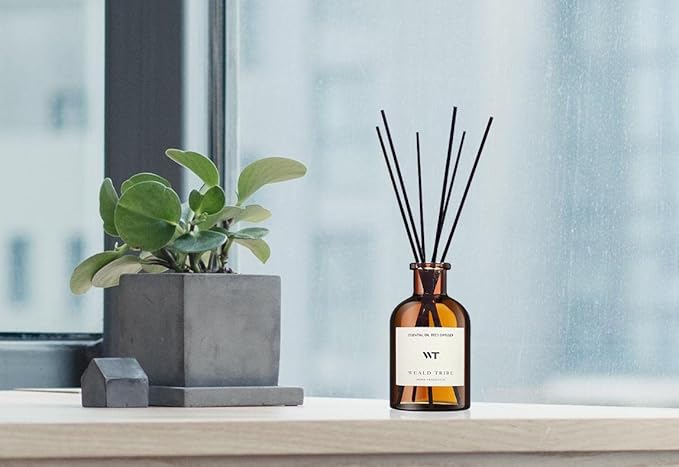 WEALD TRIBE Flower Reed Diffuser Set Lime & Citrus Scent for Bathroom Air Fresheners, Oil Diffuser Sticks | 4.0 fl oz Home Fragrance with Sticks Defusers | House Bedroom Office Shelf Decor