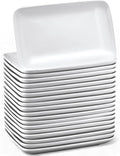 Irenare 20 Pcs 9 Inch Rectangular Salad Plates White Rectangular Porcelain Dessert Plates Appetizer Serving Tray Porcelain Platters for Fruit Sushi Dinner Parties, Microwave, Oven Safe