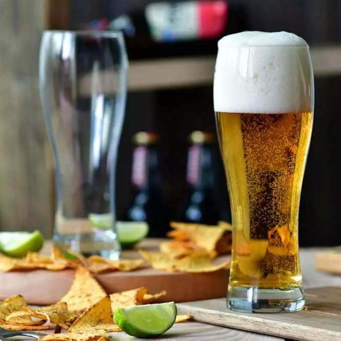 Krosno Tall Beer Pint Glasses, Set of 6, 16.9 oz, Chill Collection, Beer Tatsing, Lager, IPA APA Glasses, Dishwasher Safe, Made in Europe