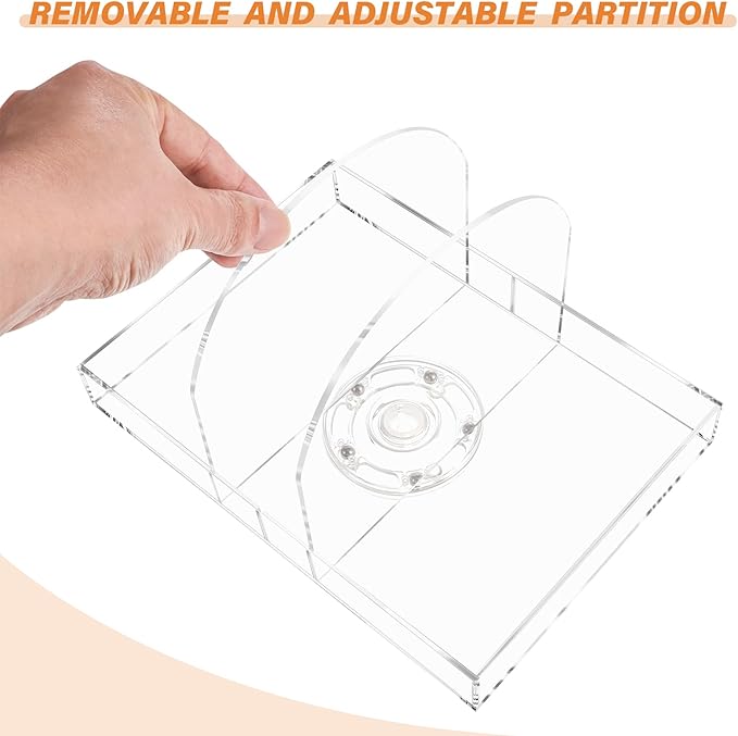 Acrylic Napkin Holder, Rotating Clear Napkin Dispenser for Salt and Pepper Holder Tray, Acrylic Tissue Box for Dining Table Decor, Kitchen, Bar, Restaurant