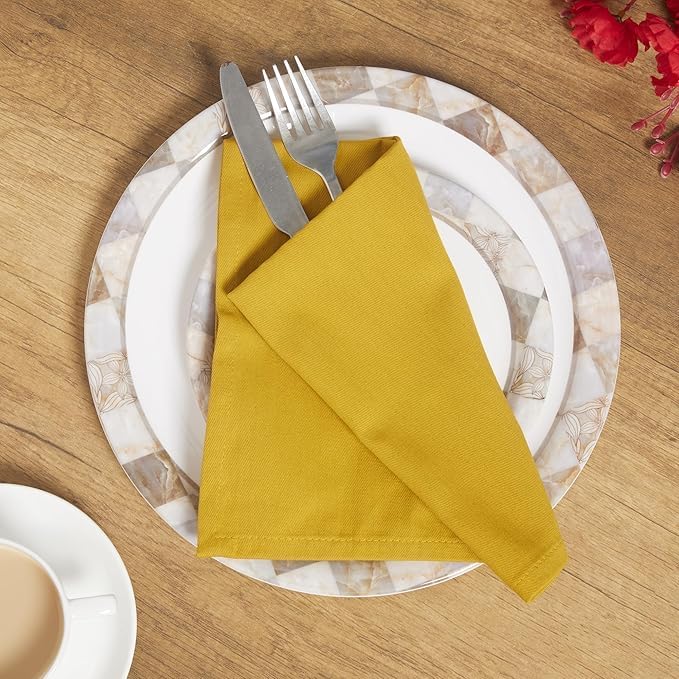 Accent Home 100% Cotton Napkins, Delicate Cloth Napkins for Dinners, Parties and Weddings，18 x 18 Inch Set of 12 - Mustard