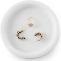 Marble Jewelry Dish 5 Inch Handmade White Jewelry Tray for Vanity Decor - Stone Trinket Dish, Marble Ring Holder, Candle Plate, Key Bowl for Entryway Table