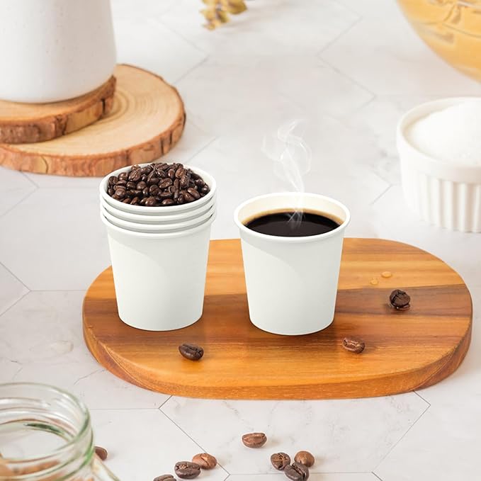 100 Count 4 oz Coffee Cups, Leak-Free Food Safe Paper Cups 4 oz, Disposable 4oz White Paper Cups for Cold and Hot Drinks