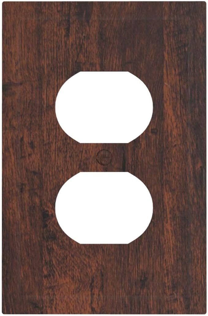 Outlet Covers Brown Red Rustic Wood Grain Retro Farmhouse 1 Gang Duplex Light Switch Cover Plate Decorative Wall Plates Electrical Switchplate Receptacle for Farmhouse Cabin Decor（2 Pack）