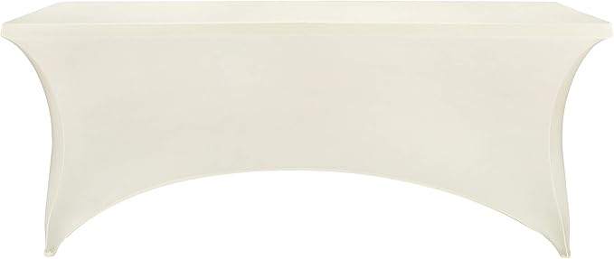 LZY Spandex Table Covers 6 Feet, Stretch/Fitted Table Covers for 6 Feet Folding Table, Rectangular Spandex Table Cloths for Wedding Party or Event (6FT-2PCS, Ivory)