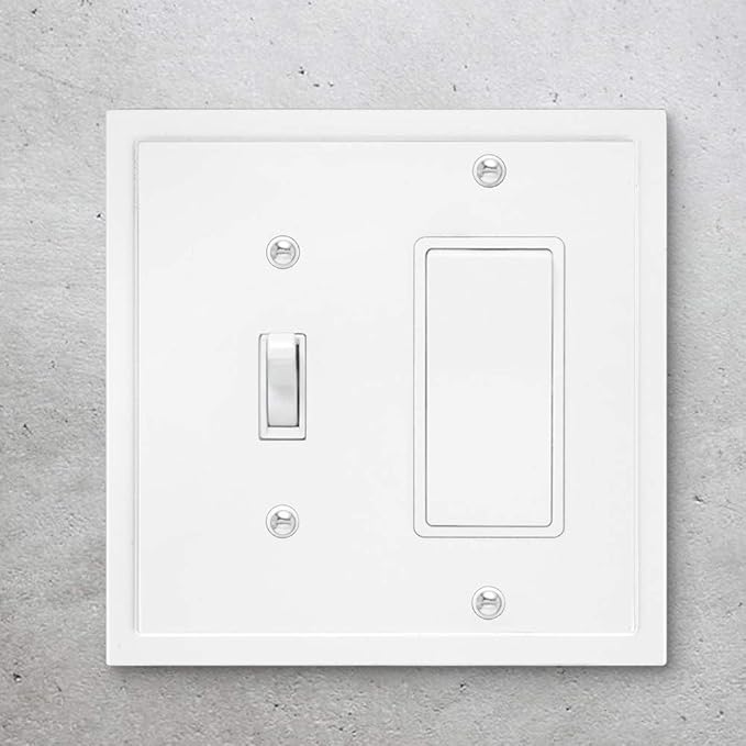 Henne Bery Modern Edge Decorative Wall Plate Switch Plate Outlet Cover, Durable Solid Zinc Alloy (Toggle/Decorator, White)