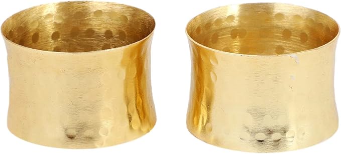 Handmade Round Hammered Golden Napkin Rings Holder for Dinning Table Parties Everyday, Set of 12