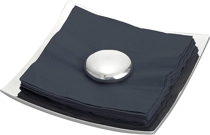 nambe Stone Napkin Holder for Kitchen Countertops | Use for Indoor and Outdoor Dining | Table Top Luncheon Napkin Tray for Parties, Weddings, and Events | Made of Metal Alloy | 8 x 8 inches